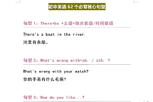 中考英语62个必背核心句型+复习资料
